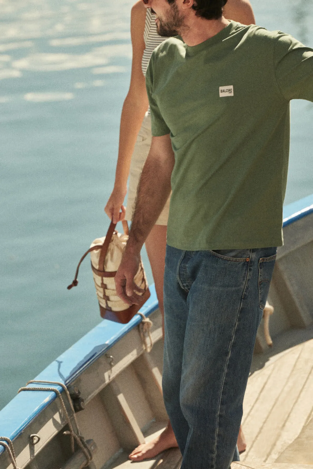 Balzac Paris Panier Ori Tressé naturel et cognac Cheap