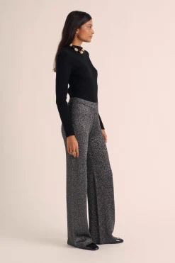 Balzac Paris Pantalon Piana Noir irisé argenté Outlet