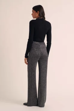 Balzac Paris Pantalon Piana Noir irisé argenté Outlet