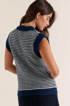 Balzac Paris Pull Blason et blanc Rayures bleu Cheap