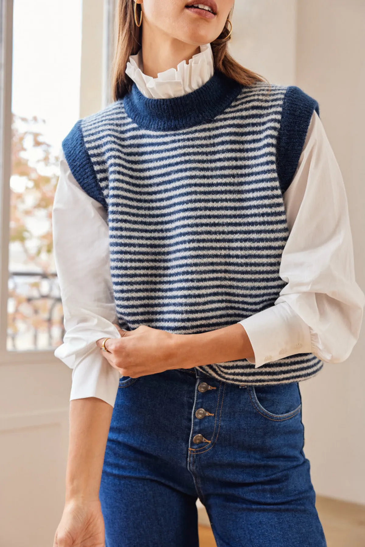 Balzac Paris Pull Blason et blanc Rayures bleu Cheap