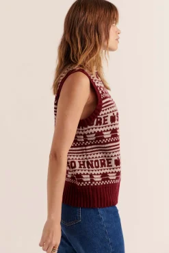 Balzac Paris Pull Kurt Bordeaux et beige Clearance