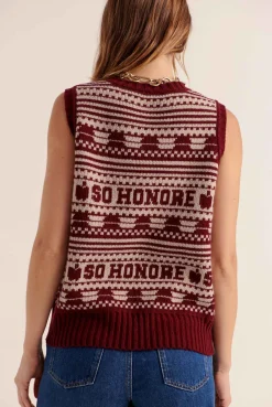Balzac Paris Pull Kurt Bordeaux et beige Clearance