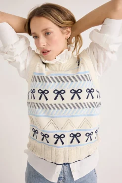 Balzac Paris Pull Priska écru et marine Ecru et marine Best Sale