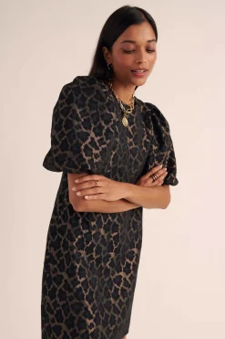 Balzac Paris Robe Bridget Jacquard léopard bronze Discount