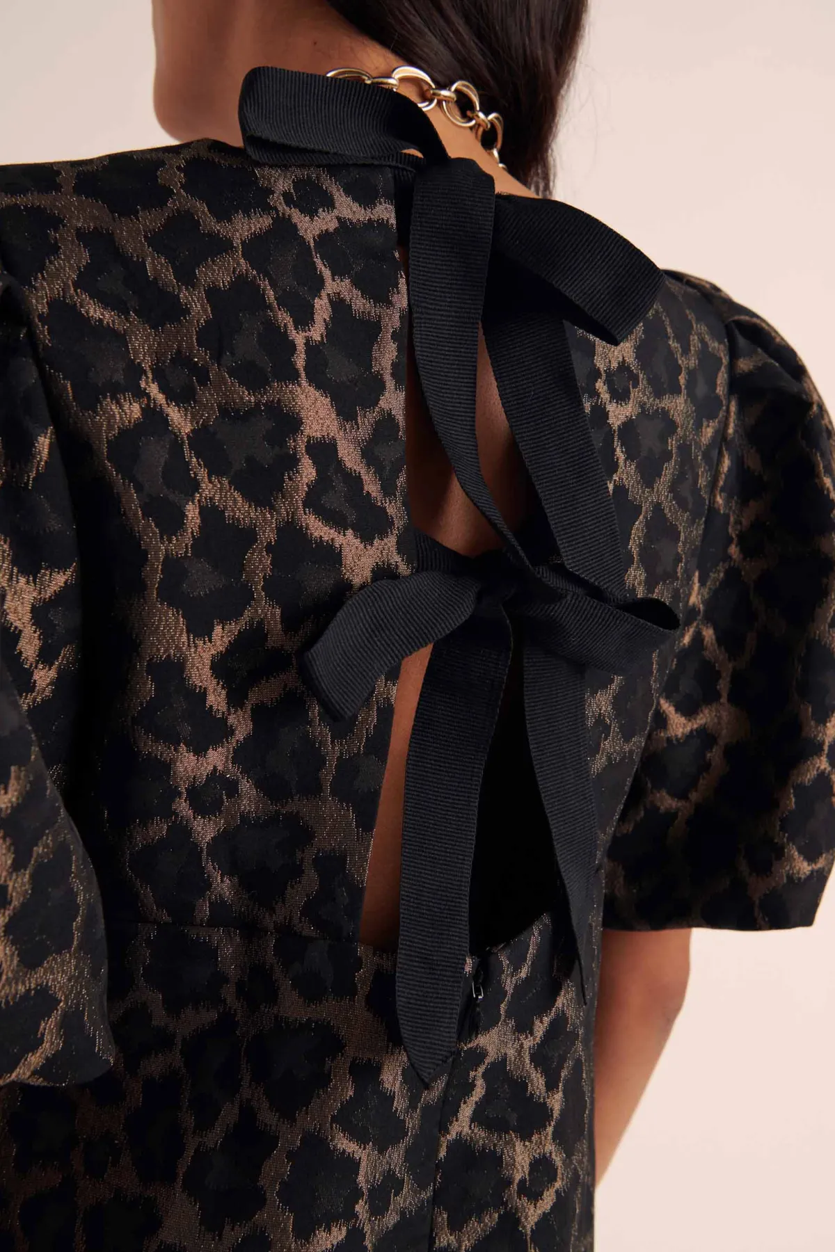 Balzac Paris Robe Bridget Jacquard léopard bronze Discount