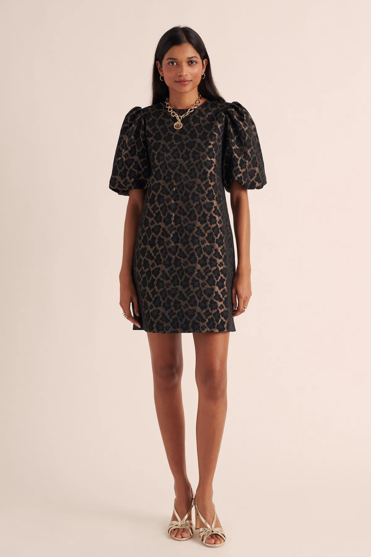 Balzac Paris Robe Bridget Jacquard léopard bronze Discount