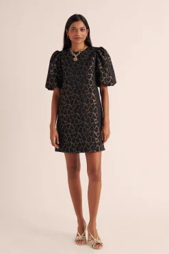 Balzac Paris Robe Bridget Jacquard léopard bronze Discount
