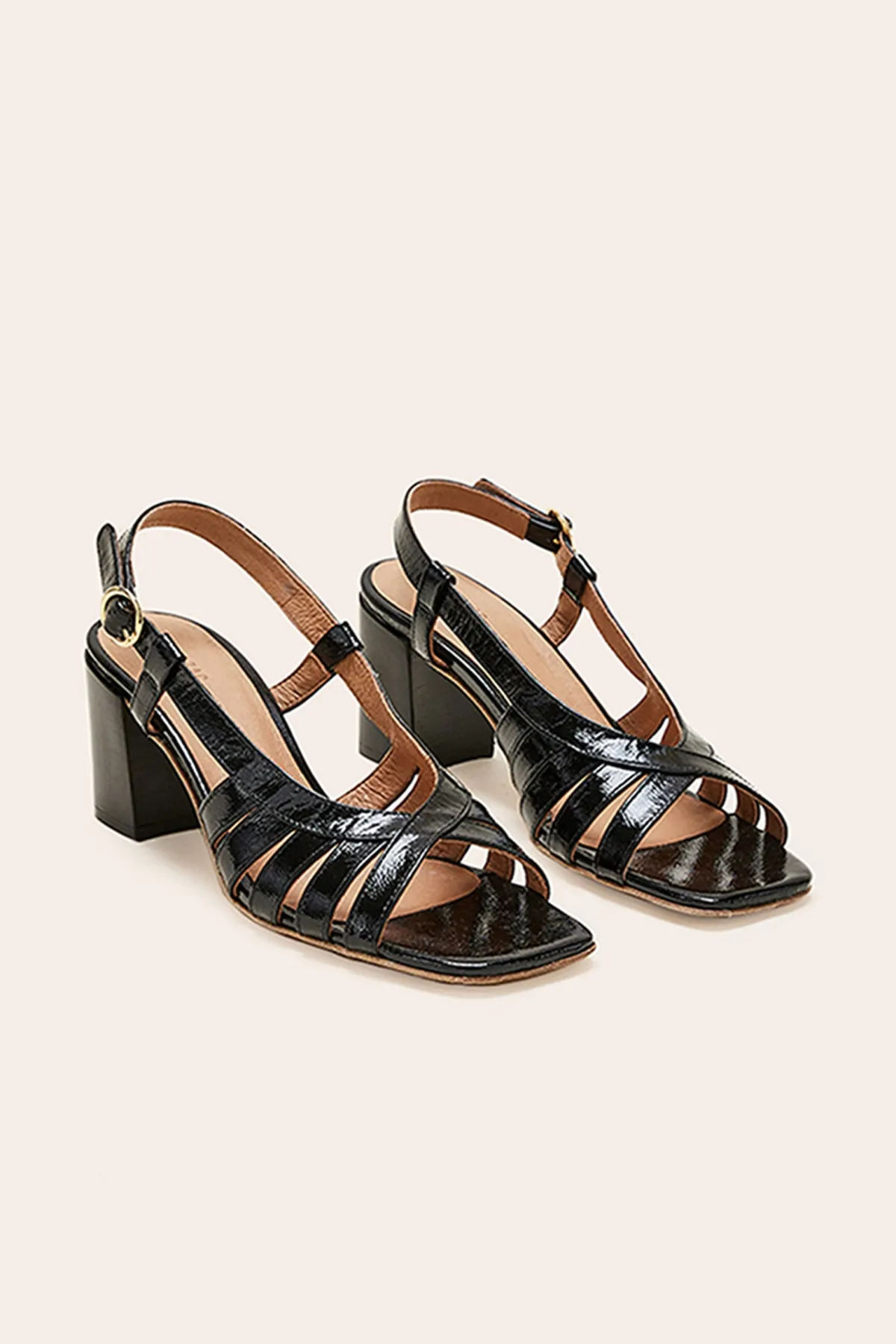 Balzac Paris Sandales Prudence vernis froissé Noir Discount