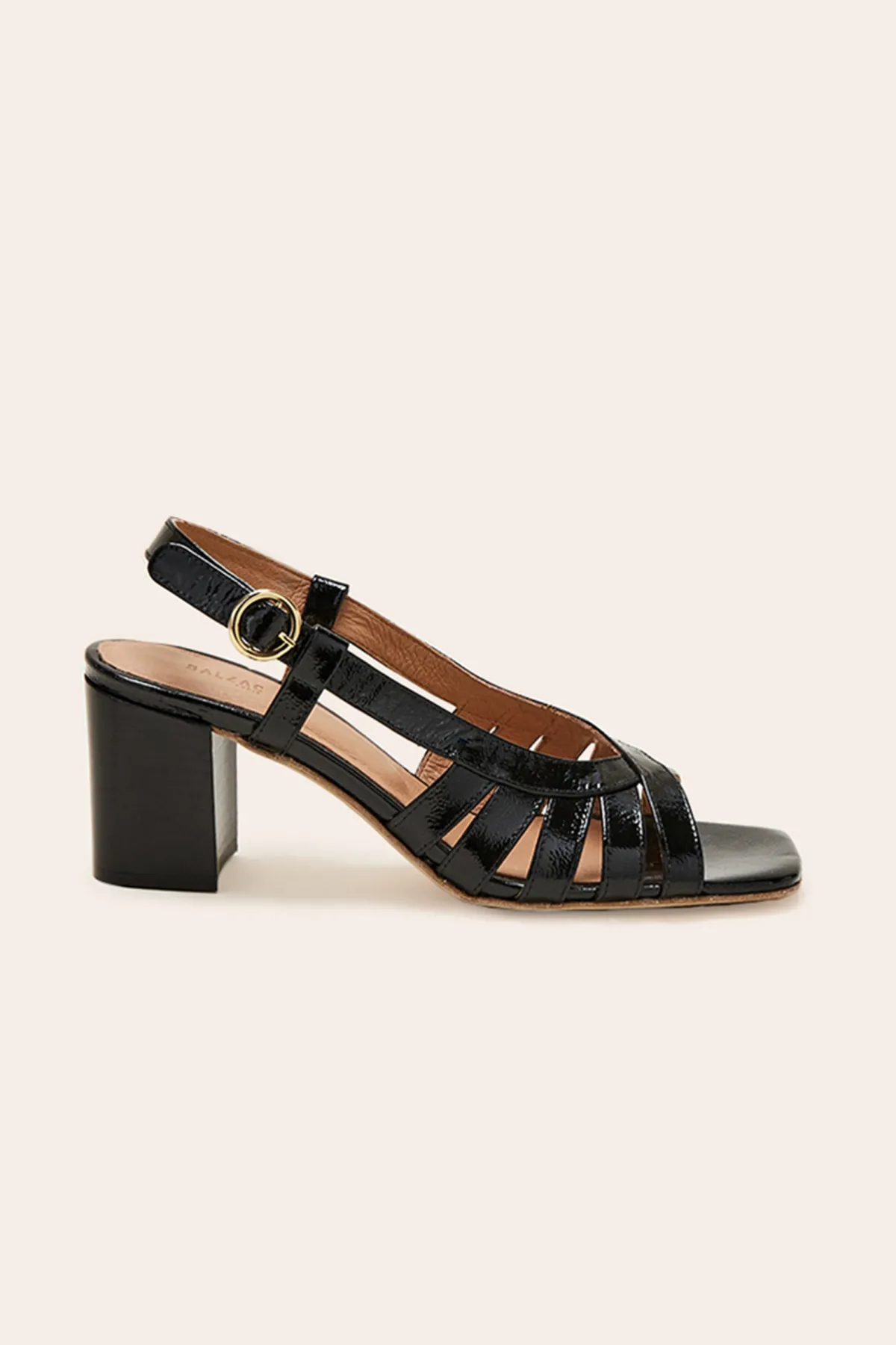 Balzac Paris Sandales Prudence vernis froissé Noir Discount