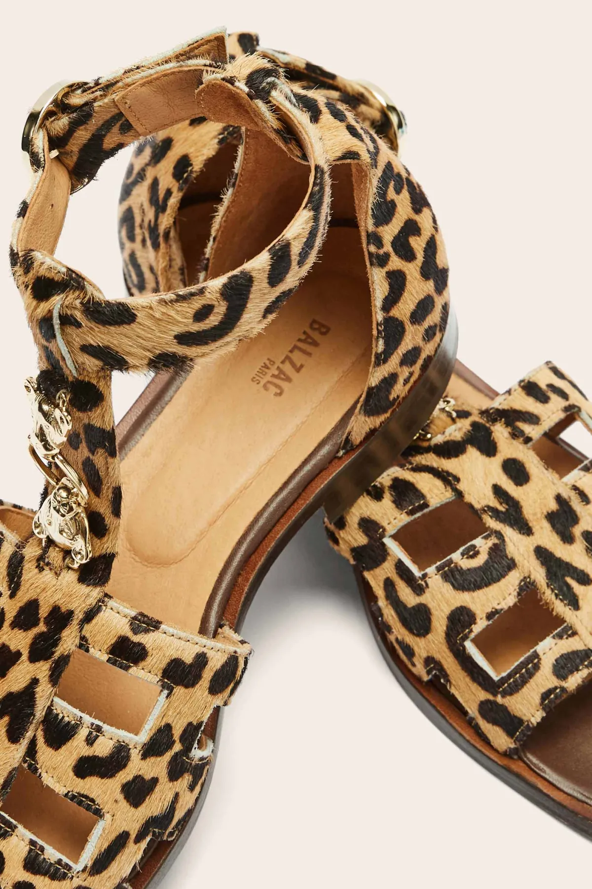 Balzac Paris Sandales Selena pony guépard Guépard cappucino New