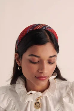 Balzac Paris Serre tête Nelly Tartan rouge Cheap