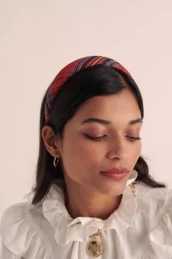 Balzac Paris Serre tête Nelly Tartan rouge Cheap