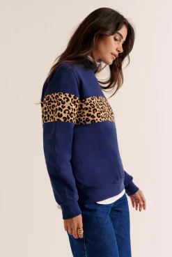 Balzac Paris Sweat Anvers marine et Léopard Outlet