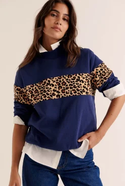Balzac Paris Sweat Anvers marine et Léopard Outlet