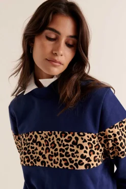 Balzac Paris Sweat Anvers marine et Léopard Outlet