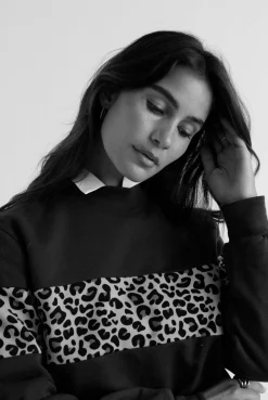 Balzac Paris Sweat Anvers marine et Léopard Outlet
