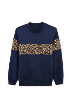 Balzac Paris Sweat Anvers marine et Léopard Outlet