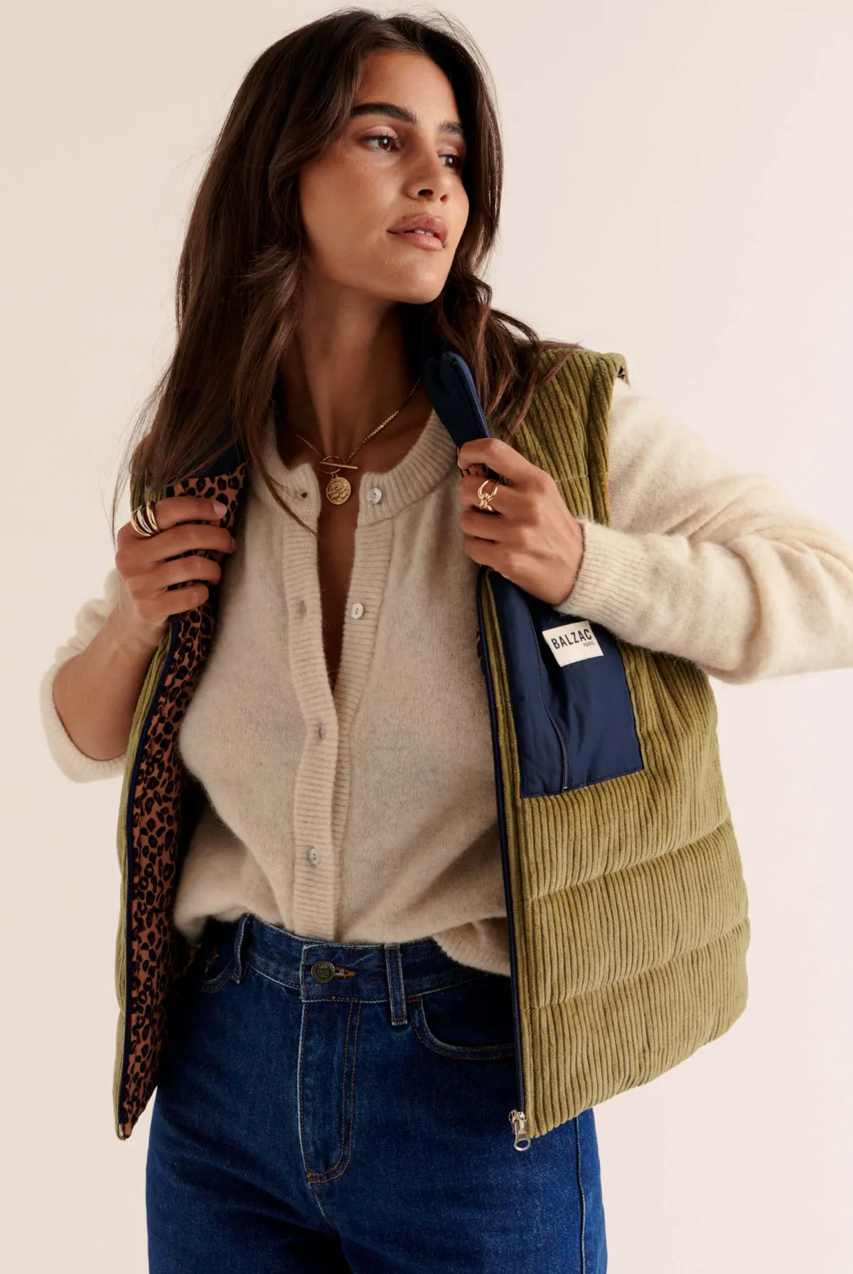 Balzac Paris Veste Banquise vert mousse Vert mousse et léopard Clearance