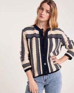 Balzac Paris Veste Constanza Rayé bleu et blanc Shop