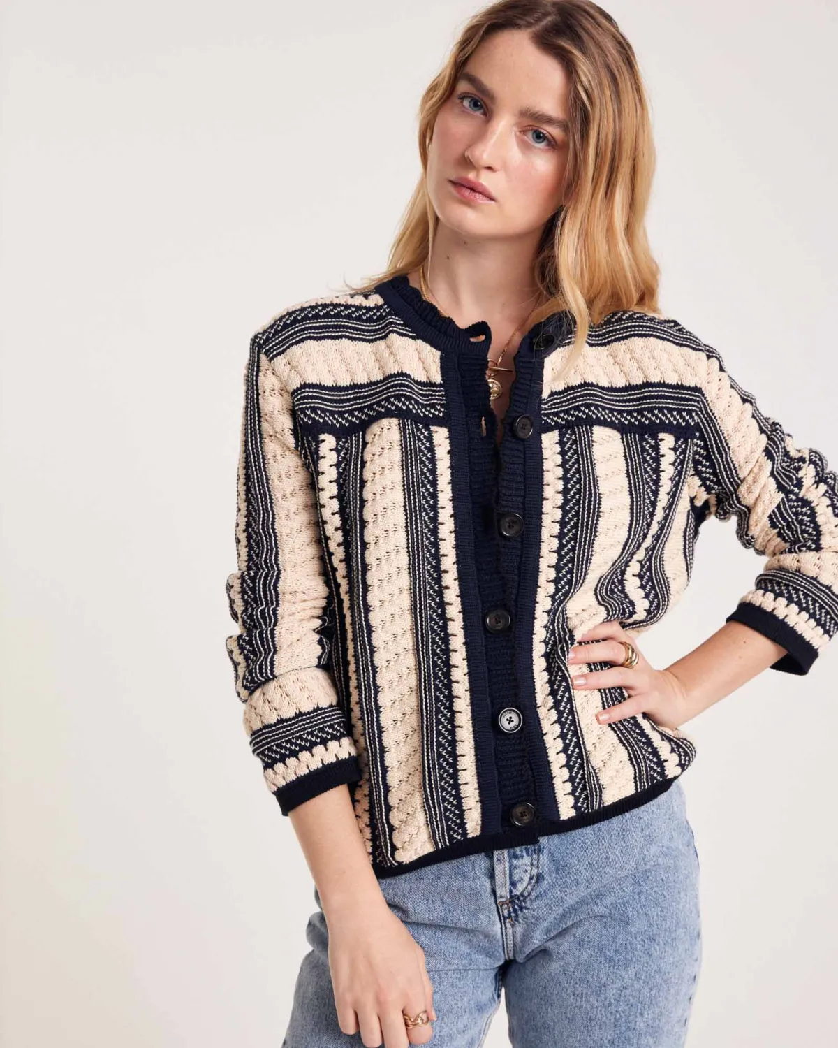 Balzac Paris Veste Constanza Rayé bleu et blanc Shop