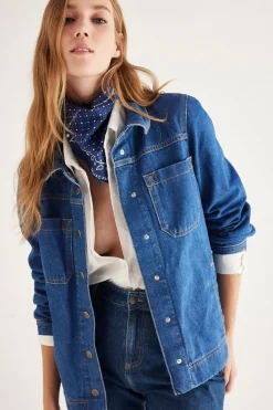 Balzac Paris Veste Manoa jean Bleu midi Shop