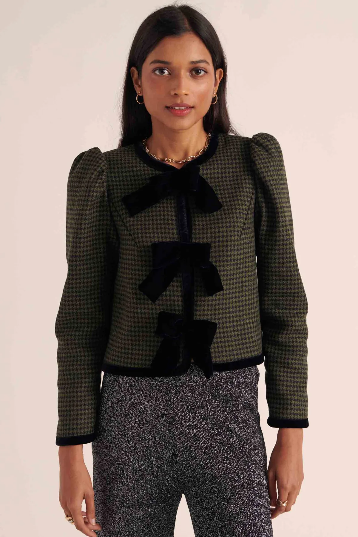 Balzac Paris Veste Susana Carreaux vert et noir Discount