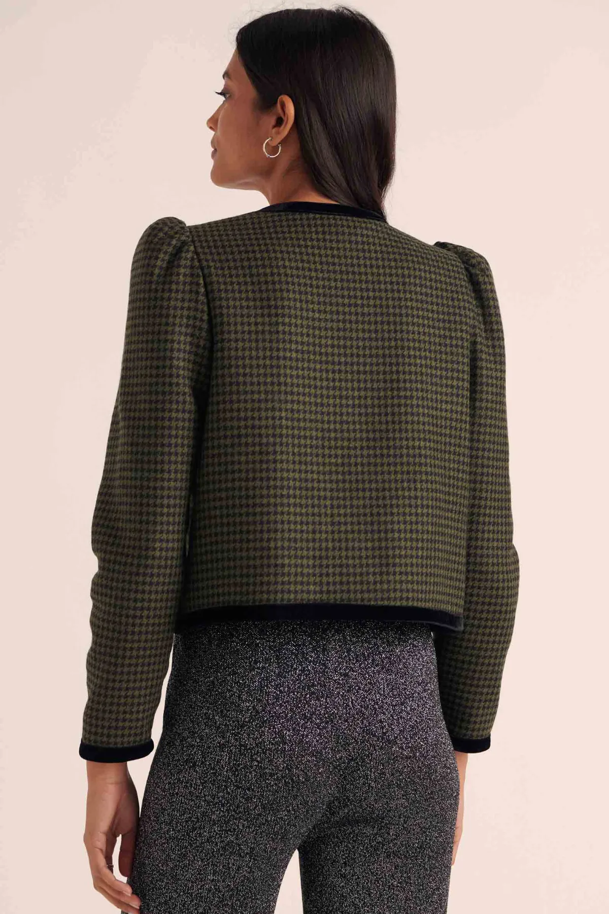 Balzac Paris Veste Susana Carreaux vert et noir Discount