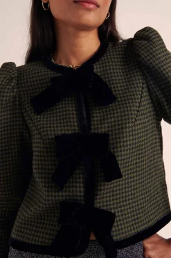 Balzac Paris Veste Susana Carreaux vert et noir Discount