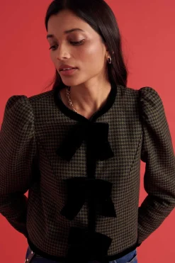 Balzac Paris Veste Susana Carreaux vert et noir Discount