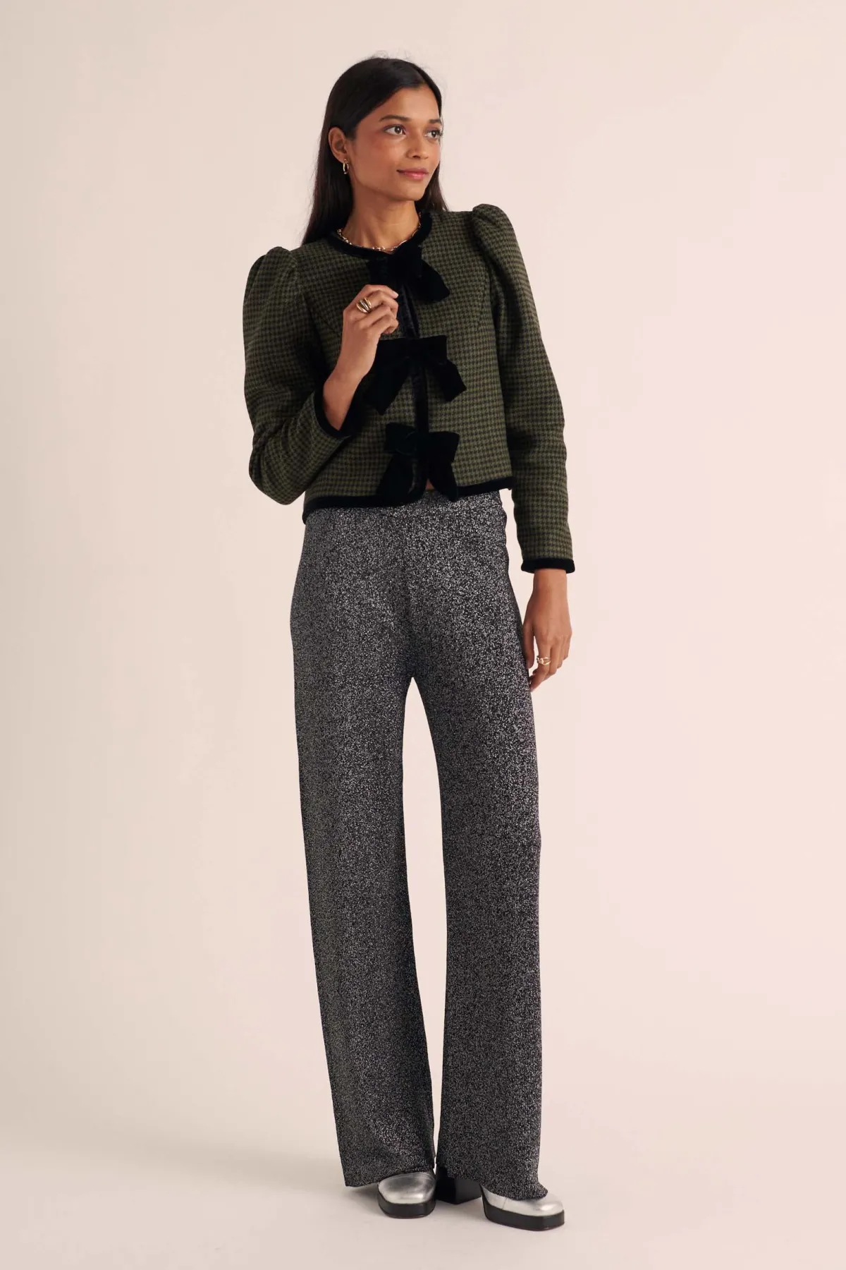 Balzac Paris Veste Susana Carreaux vert et noir Discount